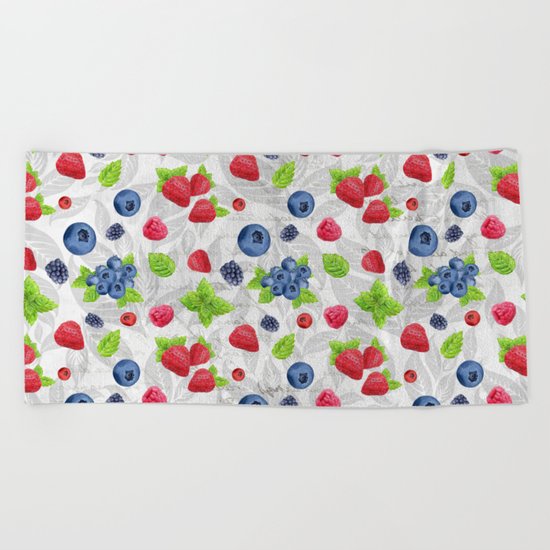 Berries Pattern 04 Beach Towel