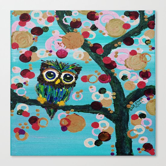 :: Gemmy Owl Loves Jewel Trees :: Canvas Print