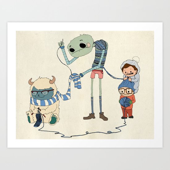 Knitting Train Art Print