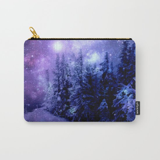 Galaxy Winter Forest Lavender Purple Blue Carry-All Pouch