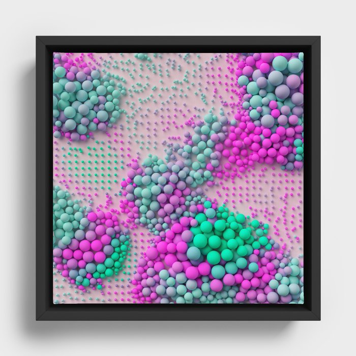 DOTS Pink and Green Framed Canvas