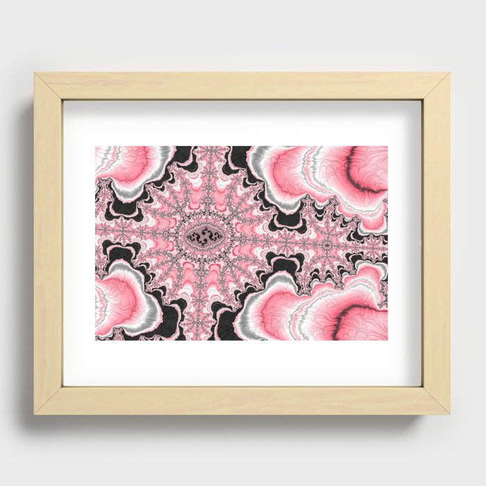 Pink Gray White Fractal Design Tie-Dye Crochet Recessed Framed Print