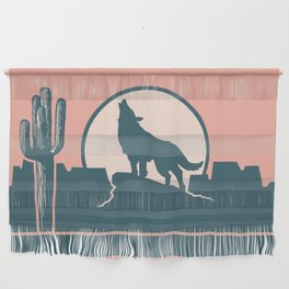 Howling at the Moon Landscape 233 Beige Green and Dusty Rose Wall Hanging