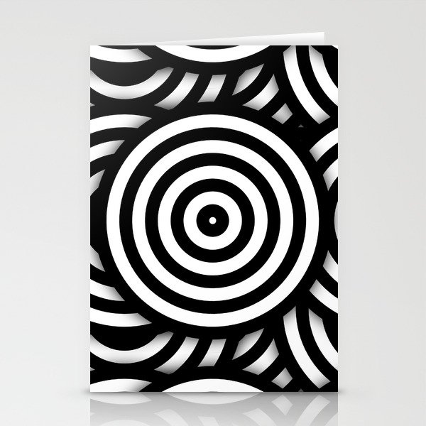 Retro Black White Circles Op Art Stationery Cards