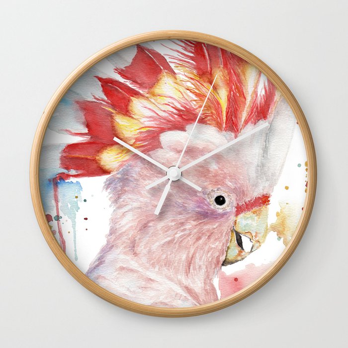 Watercolor Painting Of Picture Inca Cockatoo Wall Clock By Signorum Society6 Inca cockatoo se nachazi ve vychodni a stredni australii. society6