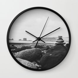 Black Sand Beach Wall Clock