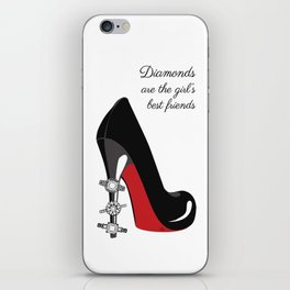 Diamonds are the girls best friends high heels illustration iPhone Skin