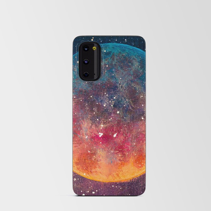 Fantastic oil painting beautiful big planet moon among stars in universe. Fantasy concept cosmos fine art paintingartwork illustration Android Card Case