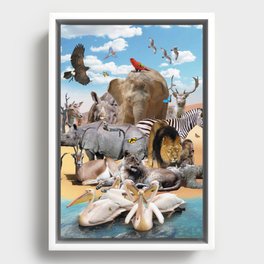 Desert African Animal Animals Group Scene Framed Canvas