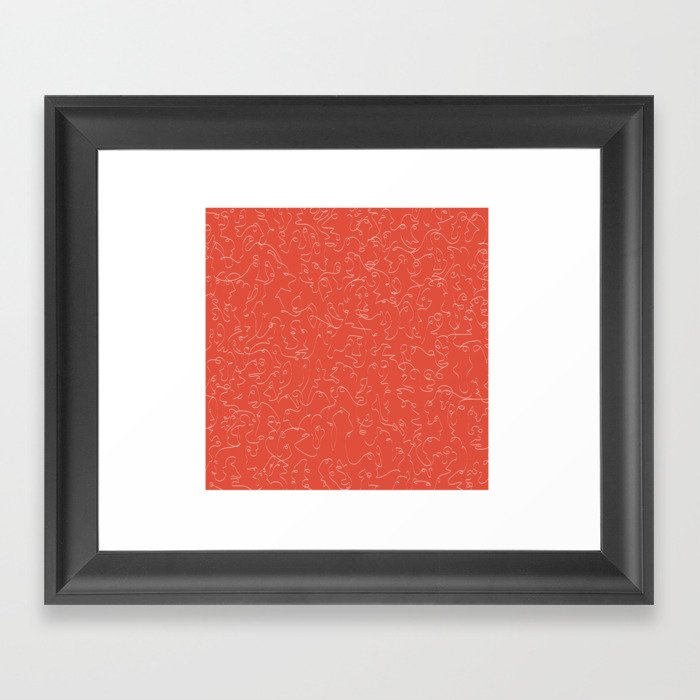 Infinite Faces in Red Framed Art Print