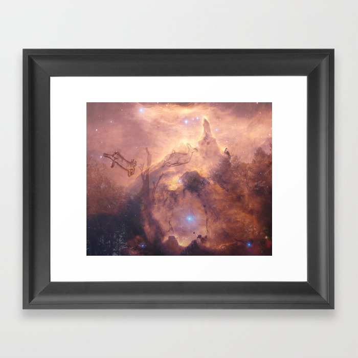 Galaxy space deer Framed Art Print