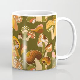 70s Mushroom, Retro Pattern Coffee Mug