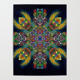 Psychedelic Mandala Visionary Art- Transforming Shadows Poster