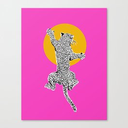 Big Cat Plays Ball with the Sun | Pink Canvas Print