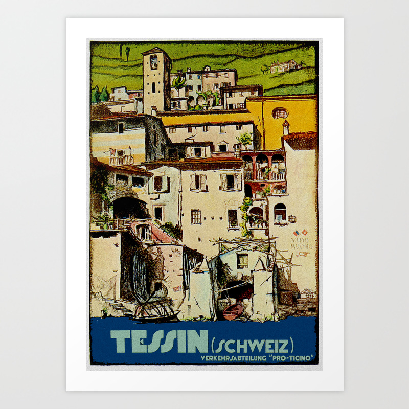 Vintage Tessin Schweiz Ticino Switzerland Travel Art Print By Yesteryears Society6