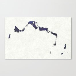 Turks and Caicos Islands map with drawn lines and blue watercolor illustration Canvas Print