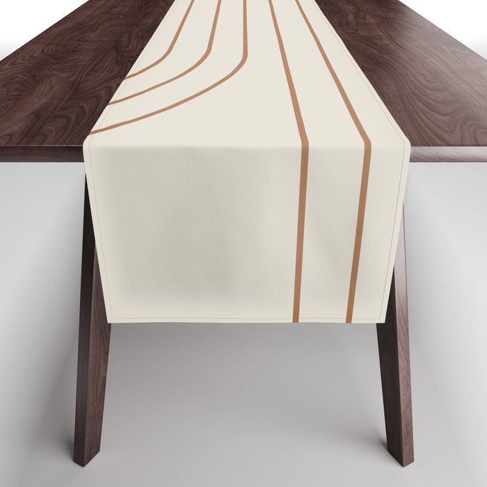Minimal Line Curvature VI Earthy Natural Mid Century Modern Arch Abstract Table Runner