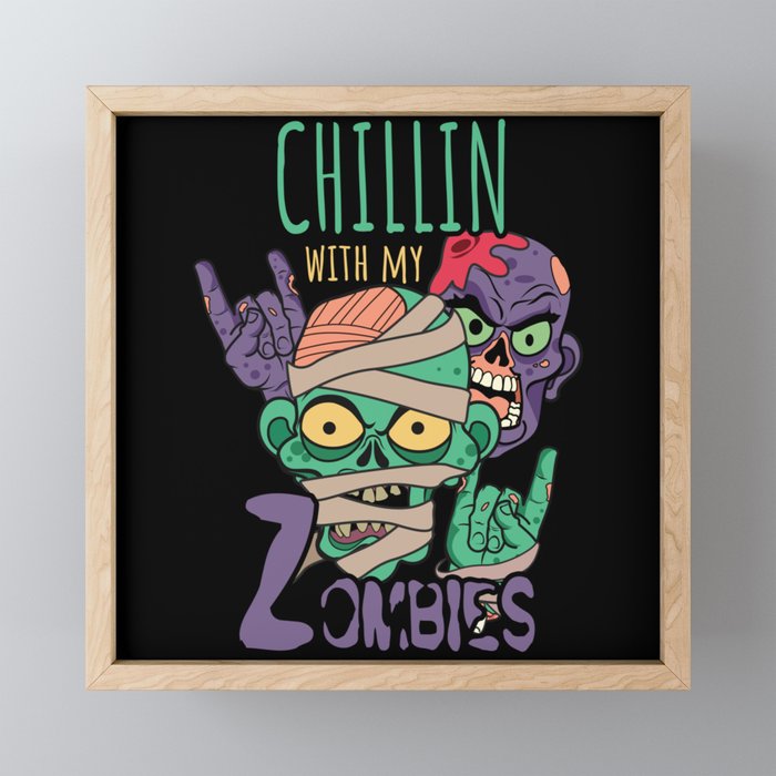 Chillin With Zombies Framed Mini Art Print