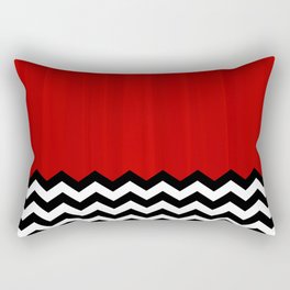 Red Black White Chevron Room w/ Curtains Rectangular Pillow