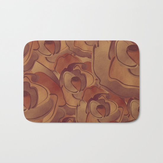 Old Paper Roses Pattern Bath Mat