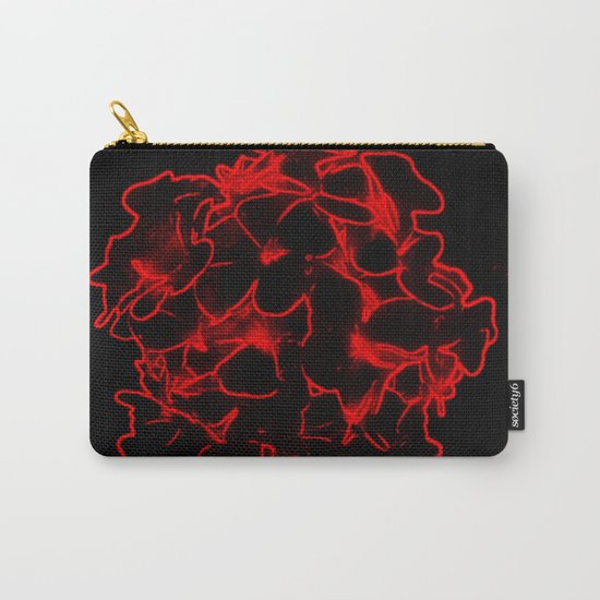 Red electric flowers on black background Carry-All Pouch