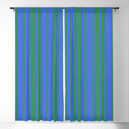 [ Thumbnail: Royal Blue & Sea Green Colored Stripes/Lines Pattern Blackout Curtain ]