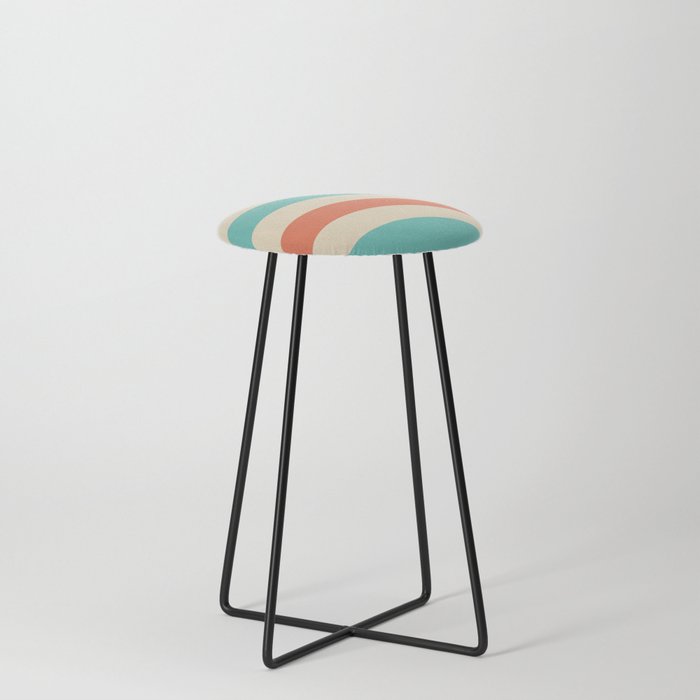 Retro Style Minimal Lines Background - Burnt Sienna and Green Sheen Counter Stool