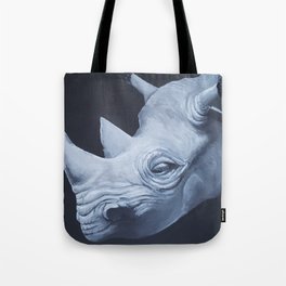 Rhino Tote Bag | Animal, Painting, Rhino, Black And White, Acrylic 