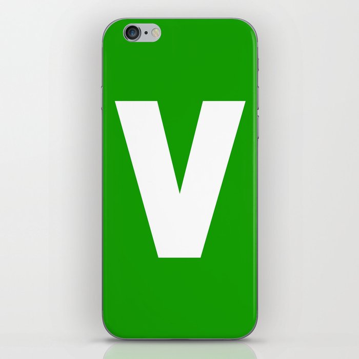 letter V (White & Green) iPhone Skin