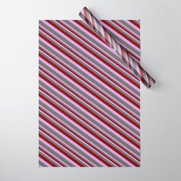 [ Thumbnail: Maroon, Plum & Dim Grey Colored Lined/Striped Pattern Wrapping Paper ]
