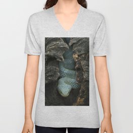 Blue Bush Viper in Hollow Log V Neck T Shirt
