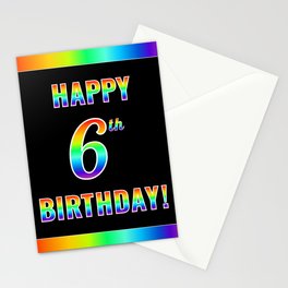 [ Thumbnail: Fun, Colorful, Rainbow Spectrum “HAPPY 6th BIRTHDAY!” Stationery Cards ]
