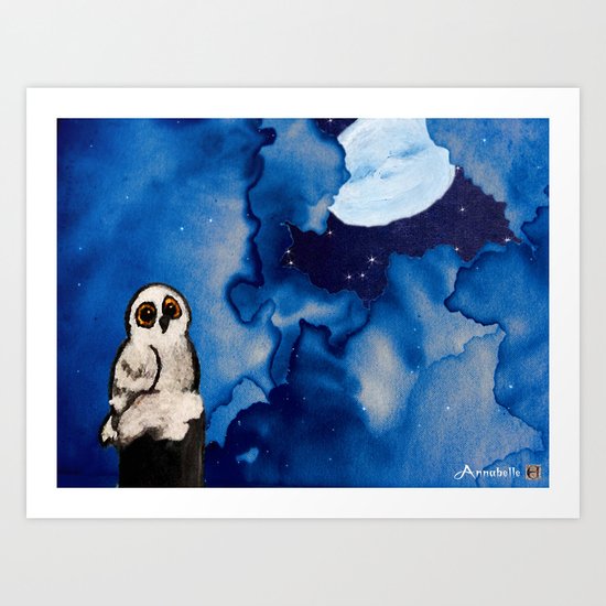 OWL MOON Art Print