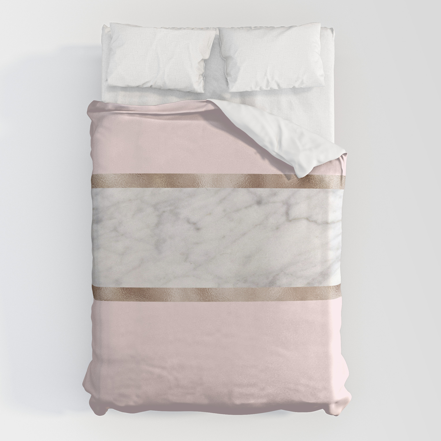 Grey Marble Rose Gold Duvet Cover By, Cream And Gray Duvet Cover