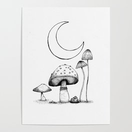 Lunar Shrooms Poster