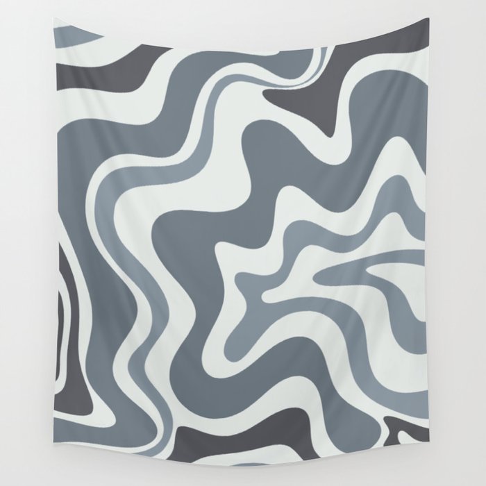 Liquid Swirl Abstract Pattern in Gray Monochrome  Wall Tapestry