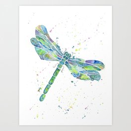 Stain Glass Dragonfly Art Print