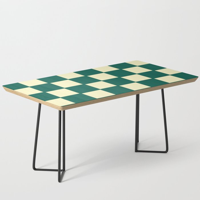 Light Green and Cream Checkered Coffee Table