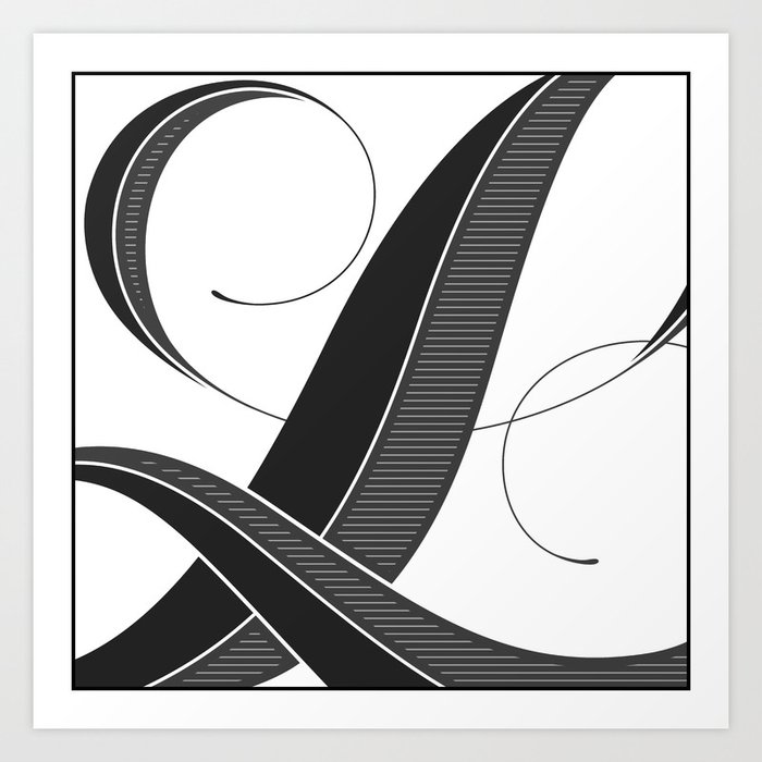 Letter L Script Lettering Cropped Design Art Print By Hzankel Society6