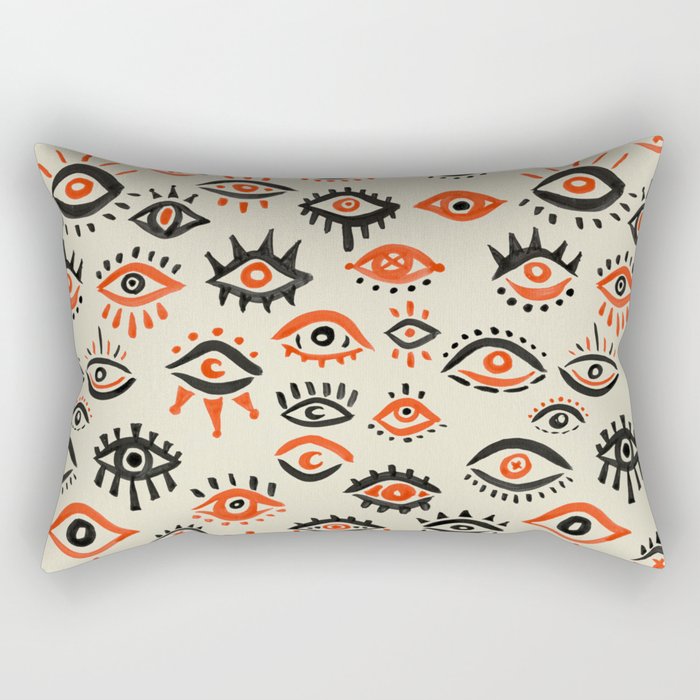 Mystic Eyes – Red & Black Rectangular Pillow