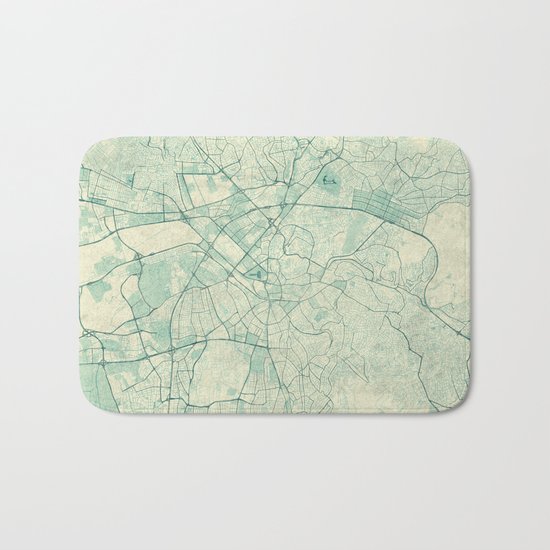 Ankara Map Blue Vintage Bath Mat