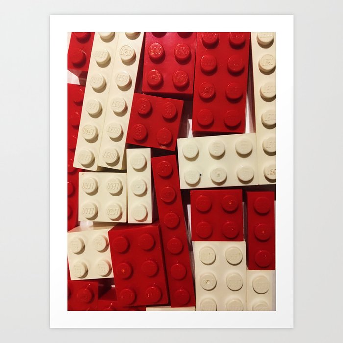 Red and White Legos Art Print by caitlynlauer16