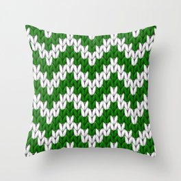 Green Christmas knitted chevron large scale Throw Pillow