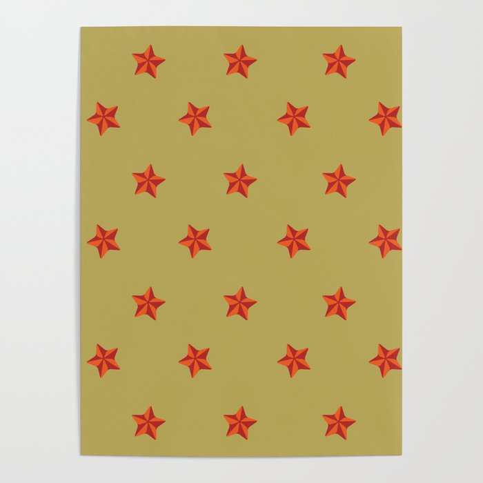 Christmas Pattern Retro Red Star Poster