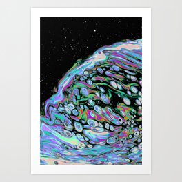Brotherhood Iridescent Space Vaporwave Marble Abstract Background Art Print