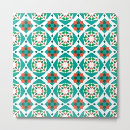 Elva (Prime- teal, red, green, white) Metal Print | Graphicdesign, Dreag2121, Gasmicart, Digital, Pattern, Repeatingpatterns, Tessellations, Dreag 
