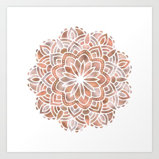 Mandala Rose Gold Flower Art Print