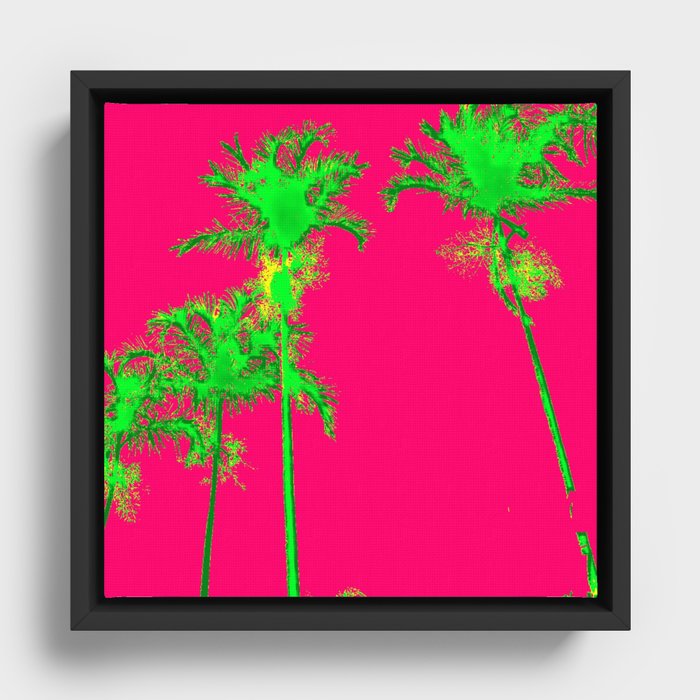 Florida Palm Watermelon Trees Sketch Art - Andrea Mora Bespoke Art Sunny Skies 20 Framed Canvas