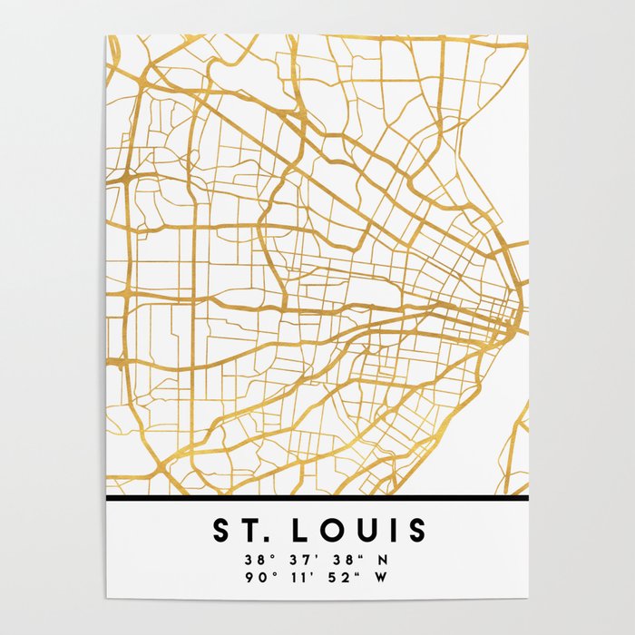 St Louis City Street Map St. Louis Missouri City Street Map Art Poster By Deificus Art | Society6