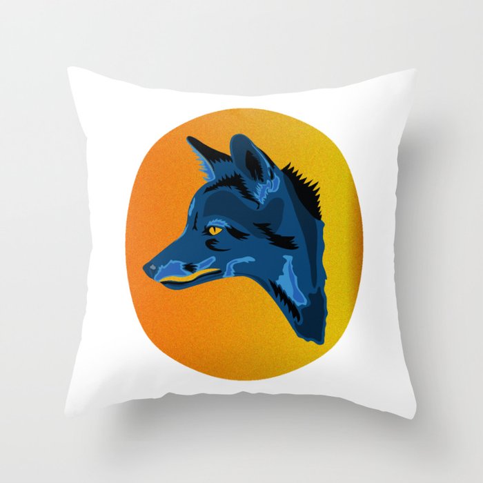 Blue Camouflage Fox - Abstract Animal on White Throw Pillow
